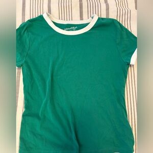 Green Ringer Tee with White Trim